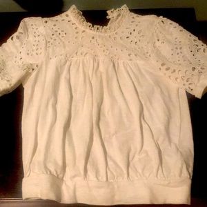 White Eyelet Ruched Tee - Eri & Ali - XS